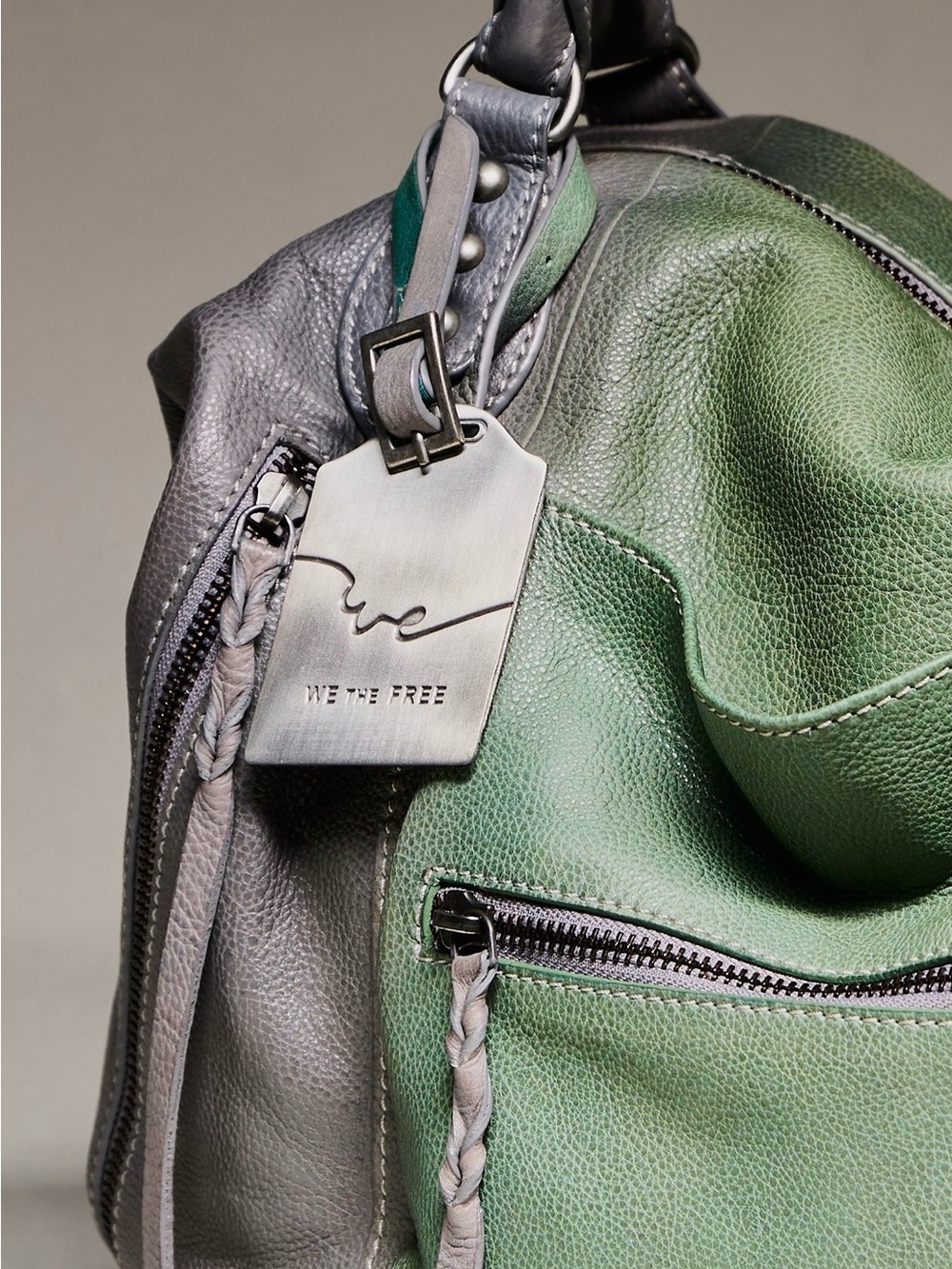 🦚 Free People Large Emerson Tote Ombré Green Limited Edition SOLD OUT! Rare NWT! - Picture 3 of 9